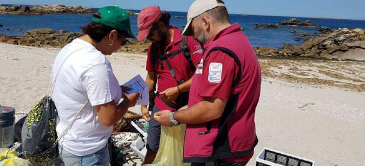 Limpieza de basuras marinas en las playas de Sálvora